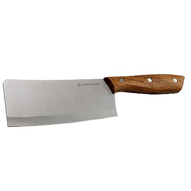 Gibson Home Seward 6 Inch Stainless Steel Cleaver with Wooden Handle