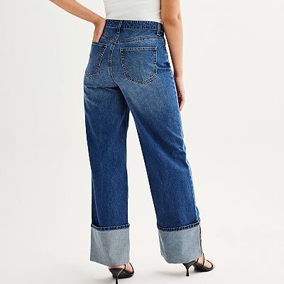 【KOOLOSET】Tri Teen Blue Wide Denim Blue Turn Up Islington Jeans