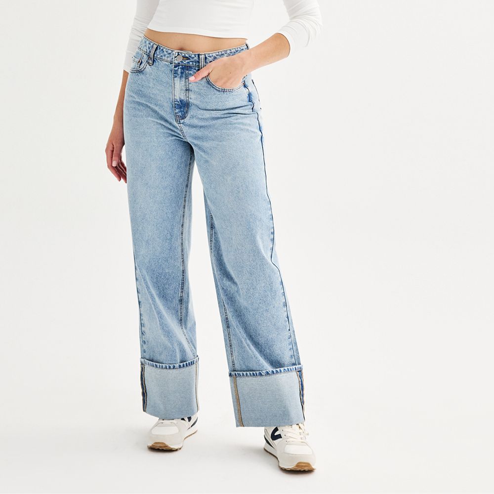 【KOOLOSET】Double Knee Line Wide Denim 206907504-1-rinsewashblue