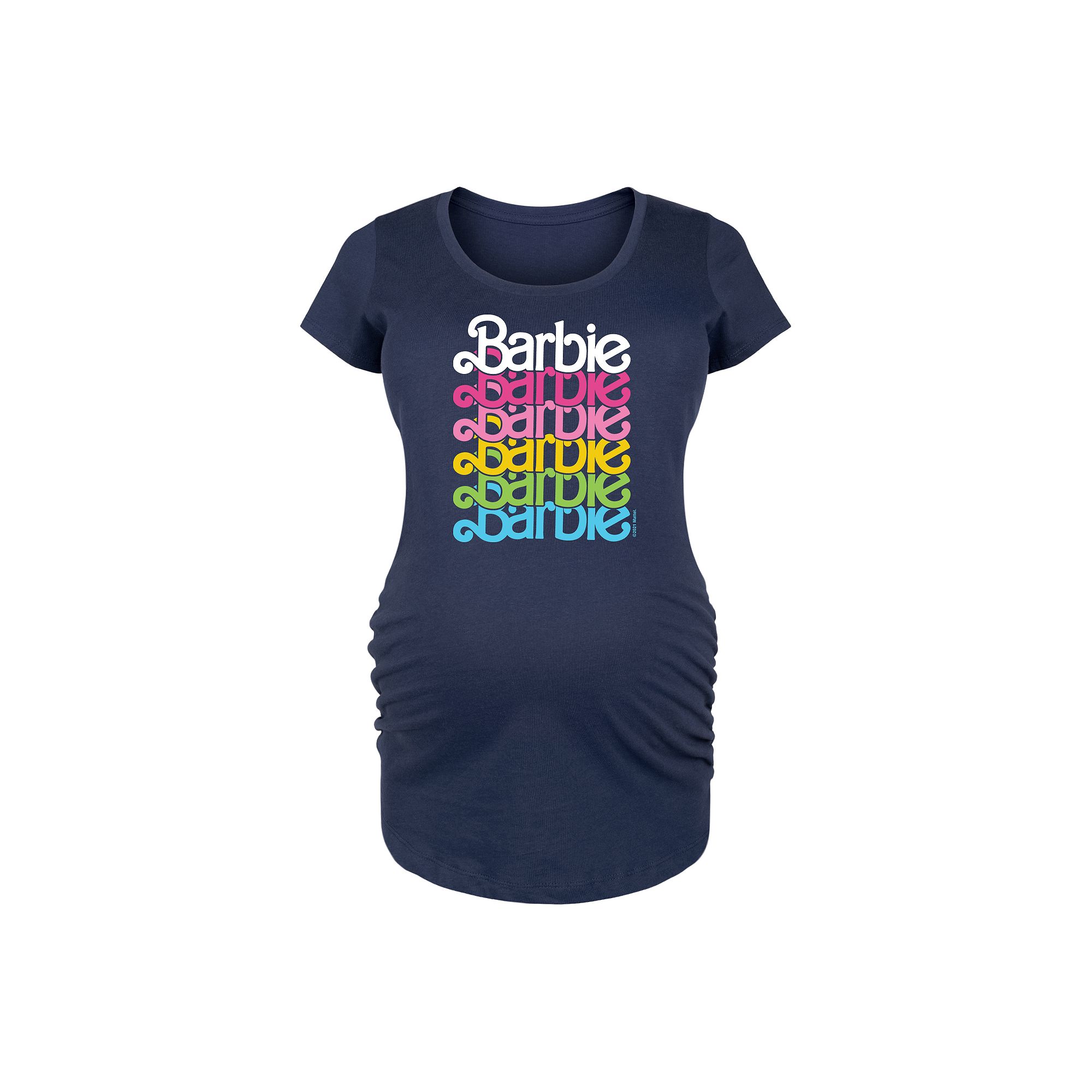 Maternity Barbie® Rainbow Logo Graphic Tee, Womens, Size: Small-Mat, Blue