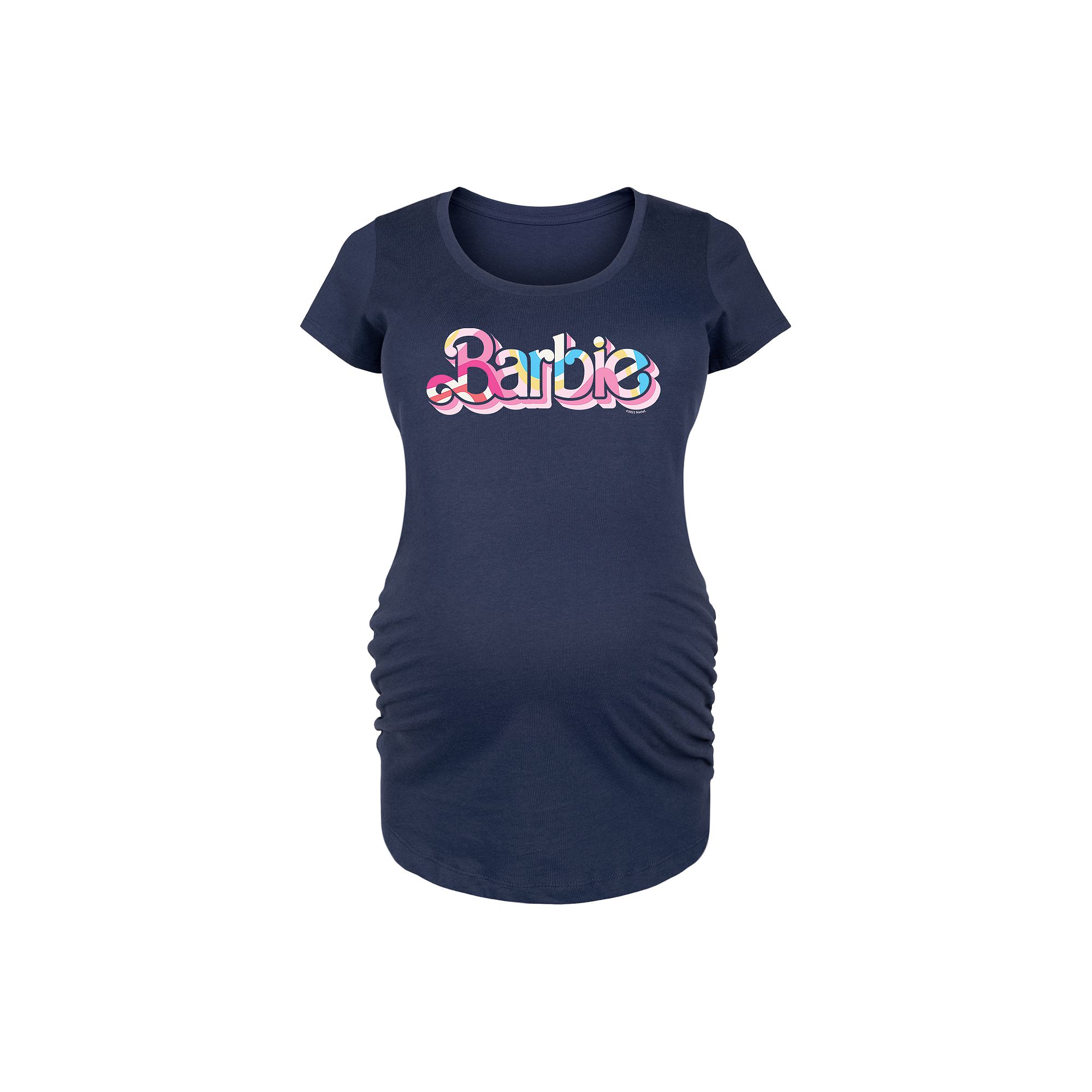 Maternity Barbie® Patterned Logo Graphic Tee, Womens, Size: Small-Mat, Bl