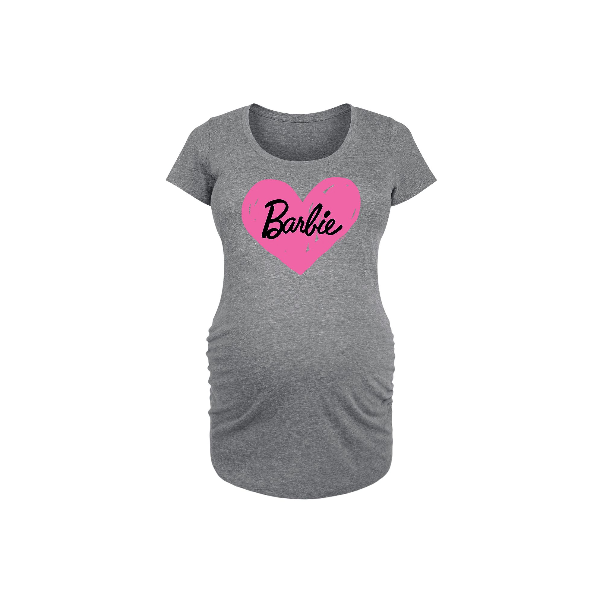Maternity Barbie® Hand Painted Heart Logo Graphic Tee, Womens, Size: Smal