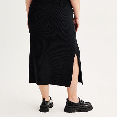 Juniors' Plus Size SO® Midi Knit Sweater Skirt with Slit