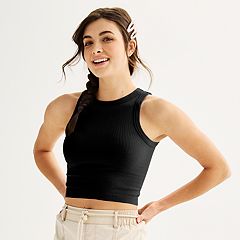 Sleeveless Rib Halter Crop Top - Kmart