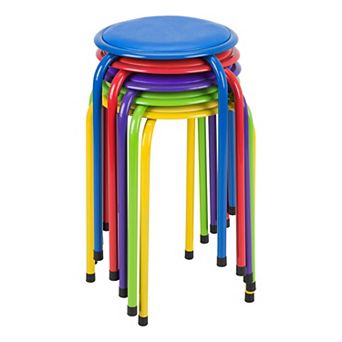 Fat Catalog Assorted Color Metal Stack Stool with Padded Seat