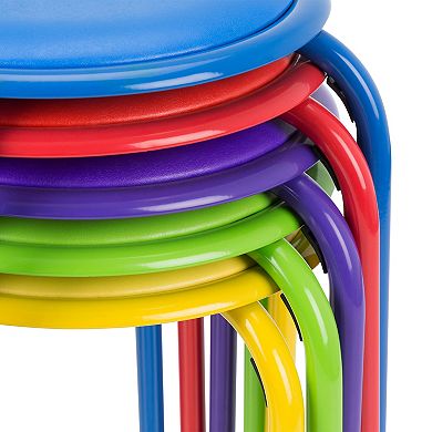 Fat Catalog Assorted Color Metal Stack Stool with Padded Seat