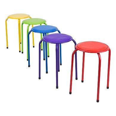 Fat Catalog Assorted Color Metal Stack Stool with Padded Seat