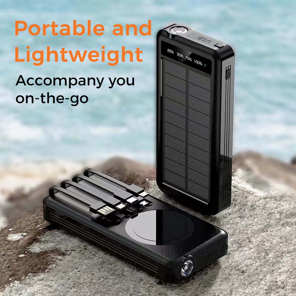 Premiumwire 10000mAh Solar Power Bank - Dual USB Portable Charger For Cell Phones (2022 Model)