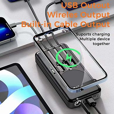 Outdoor Power Bank- 10,000mah With Solar Panel & Wireless Charging