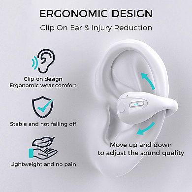 Clip-On/Open Ear-Buds-Comfortable, Bluetooth 5.3, 350mAh/18Hr Playtime