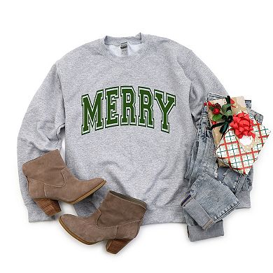 Simply Sage Market Merry Varsity Thick Outline Sweatshirt