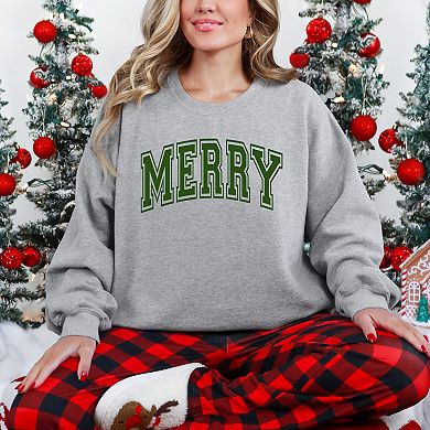 Simply Sage Market Merry Varsity Thick Outline Sweatshirt