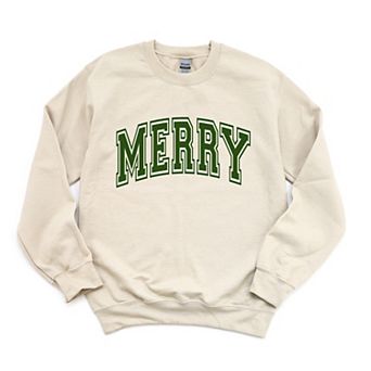 Simply Sage Market Merry Varsity Thick Outline Sweatshirt
