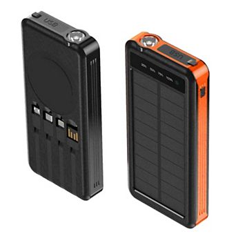 Outdoor Power Bank- 10,000mah With Solar Panel & Wireless Charging
