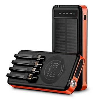 Outdoor Power Bank- 10,000mah With Solar Panel & Wireless Charging