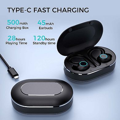 Sport Ear-Bud/Bluetooth 5.3- 28Hr Playtime, HiFi Stereo/Noise Cancel