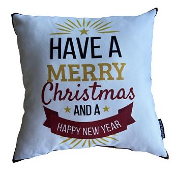 Christmas Pillow Cover, New Year Pillow Cover, Holiday Greetings Pattern Pillow Cover, Square