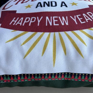 Christmas Pillow Cover, New Year Pillow Cover, Holiday Greetings Pattern Pillow Cover, Square