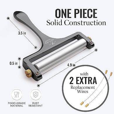 Zulay Kitchen Adjustable Hand Held Cheese Cutter with 2 Extra Wires