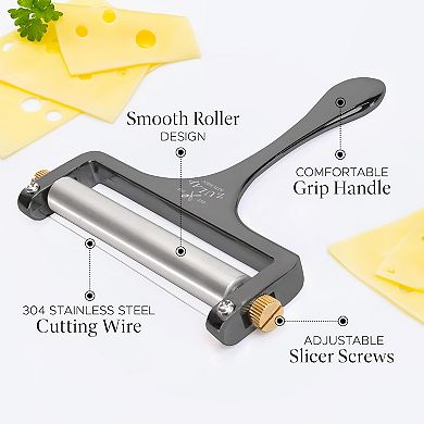 Zulay Kitchen Adjustable Hand Held Cheese Cutter with 2 Extra Wires