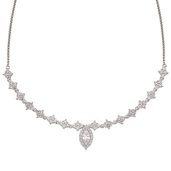 Classic Treasures Sterling Silver Lab-Created White Sapphire Lariat Necklace