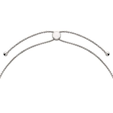 Classic Treasures Sterling Silver Lab-Created White Sapphire Lariat Necklace