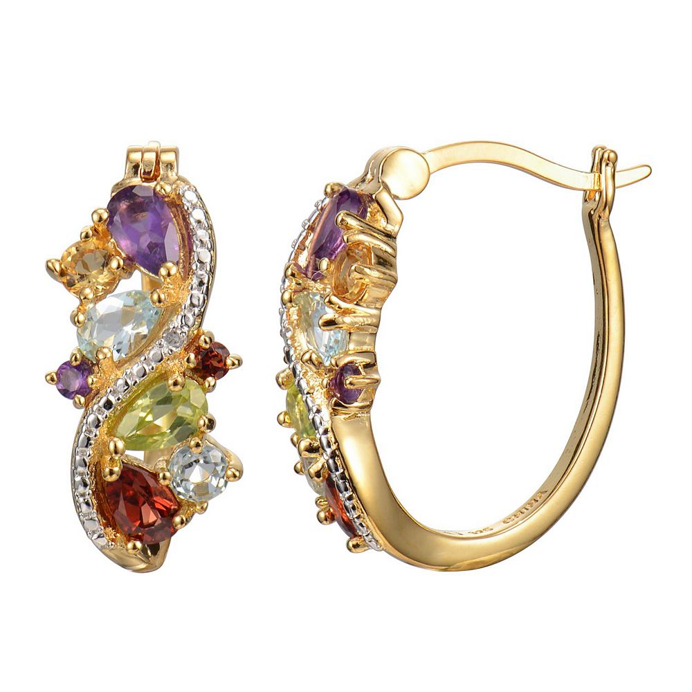 18K Gold Over Sterling Silver Big Classic Hoop Earrings main image 1