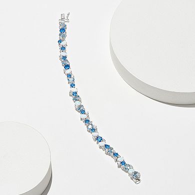Sterling Silver Lab-Created Opal, Lab-Created White Sapphire & Lab-Created Spinel Bracelet