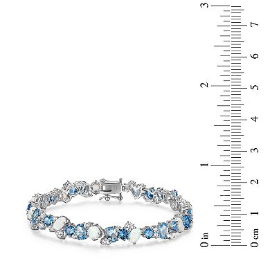 Sterling Silver Lab-Created Opal, Lab-Created White Sapphire & Lab-Created Spinel Bracelet