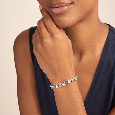 Sterling Silver Lab-Created Opal, Lab-Created White Sapphire & Lab-Created Spinel Bracelet