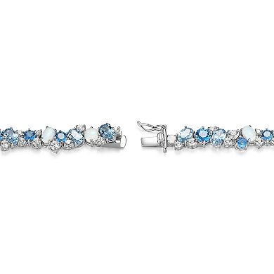 Sterling Silver Lab-Created Opal, Lab-Created White Sapphire & Lab-Created Spinel Bracelet