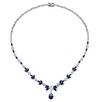 Classic Treasures Sterling Silver Lab-Created Blue & White Sapphire Necklace