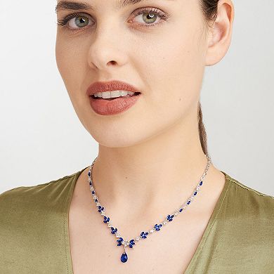 Classic Treasures Sterling Silver Lab-Created Blue & White Sapphire Necklace