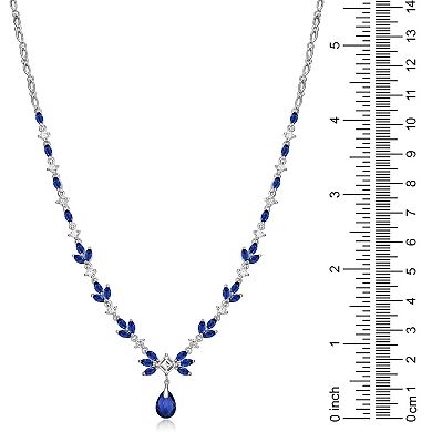 Classic Treasures Sterling Silver Lab-Created Blue & White Sapphire Necklace