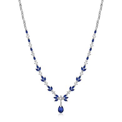 Classic Treasures Sterling Silver Lab-Created Blue & White Sapphire Necklace