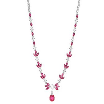 Classic Treasures Sterling Silver Lab-Created Ruby & Lab-Created White Sapphire Necklace