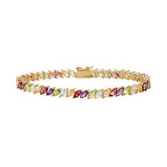 Classic Treasures 18k Gold Over Bronze Multi Gemstone Marquis Bracelet