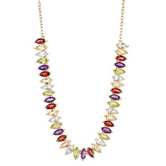 Classic Treasures 18k Gold Over Silver Multi Gemstone Marquis Necklace