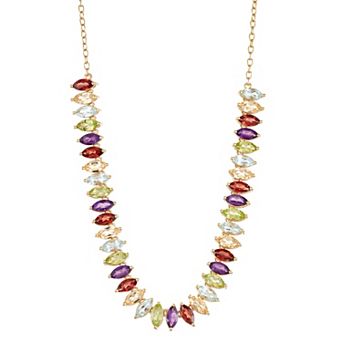 Classic Treasures 18k Gold Over Silver Multi Gemstone Marquis Necklace