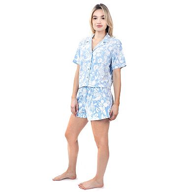 Women's Peace, Love & Dreams Terry Notch Collar Pajama Top & Pajama Shorts Set