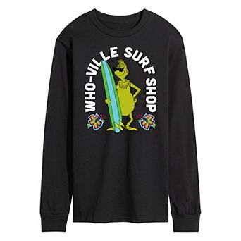 Men's Dr. Seuss The Grinch Whoville Surf Shop Long Sleeve Graphic Tee