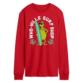 Men's Dr. Seuss The Grinch Whoville Surf Shop Long Sleeve Graphic Tee