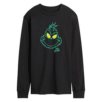 Men's Dr. Seuss The Grinch Grinch Face Long Sleeve Graphic Tee