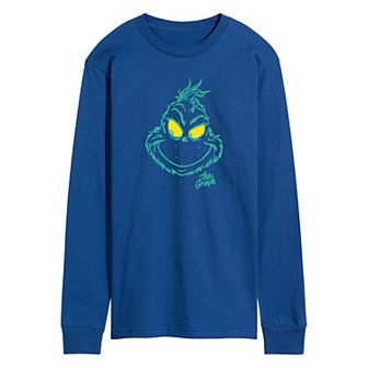 Men's Dr. Seuss The Grinch Grinch Face Long Sleeve Graphic Tee