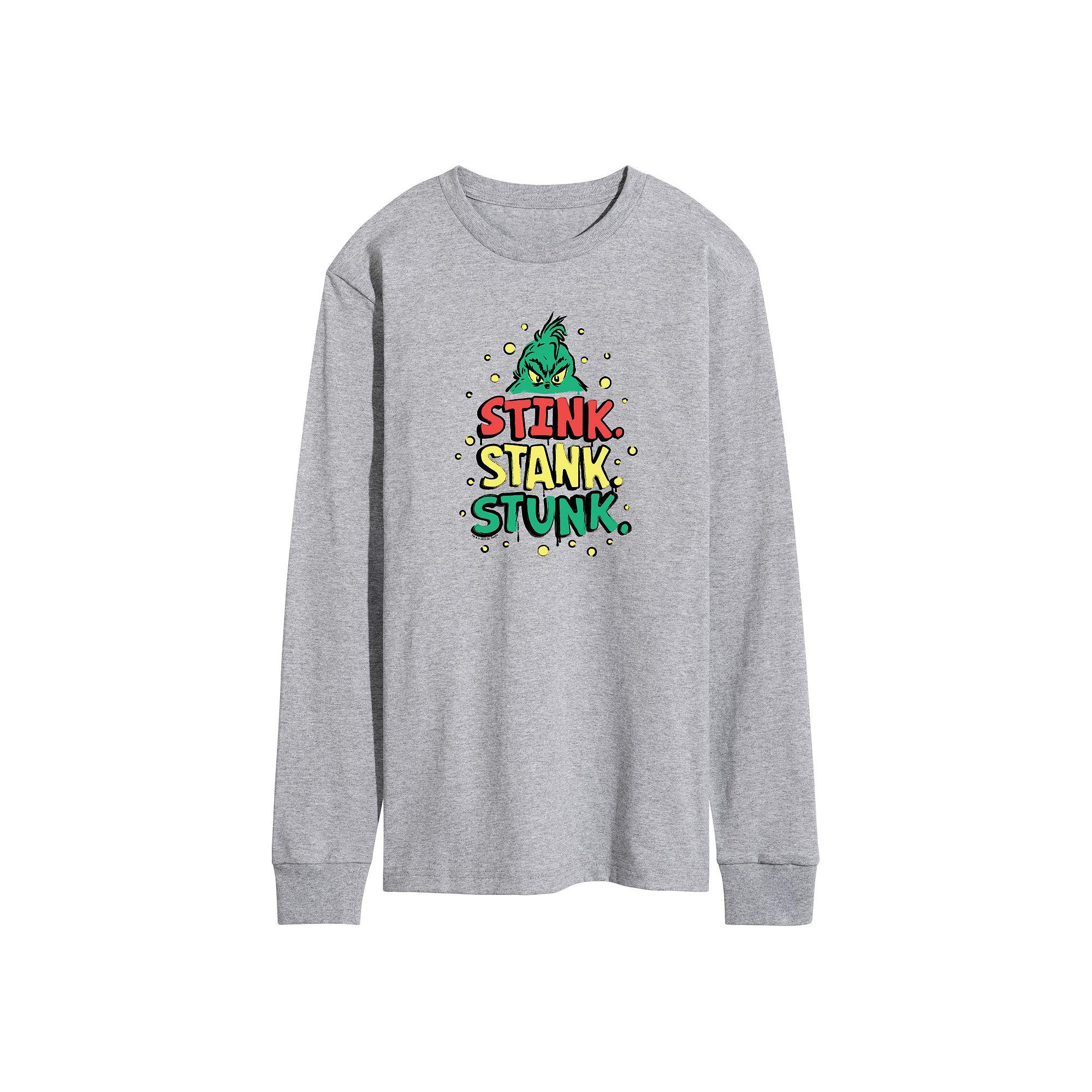 Mens Dr. Seuss The Grinch Stink Stank Stunk Long Sleeve Graphic Tee, Size: