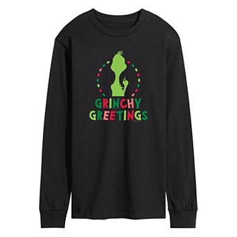 Men's Dr. Seuss The Grinch Grinchy Greetings Long Sleeve Graphic Tee