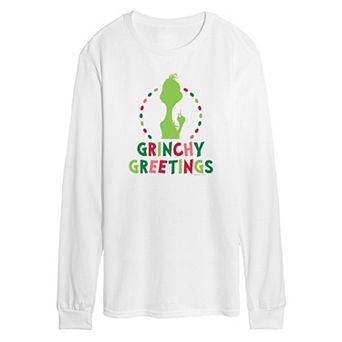 Men's Dr. Seuss The Grinch Grinchy Greetings Long Sleeve Graphic Tee