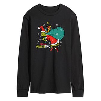 Men's Dr. Seuss The Grinch Merry Grinchmas Toy Bag Long Sleeve Graphic Tee