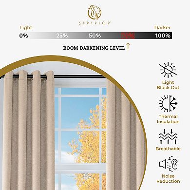 SUPERIOR Senna Textured Blackout Curtain Set of 2 Window Curtain Panels