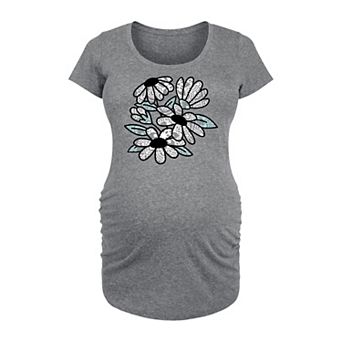 Maternity Patterned Flowers Graphic Tee